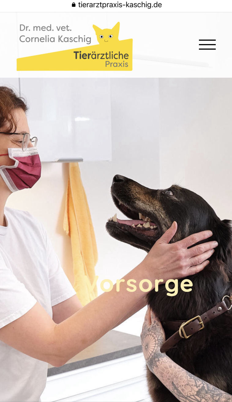 Mobile Website der Tierpraxis Cornelia Kaschig in Bremen